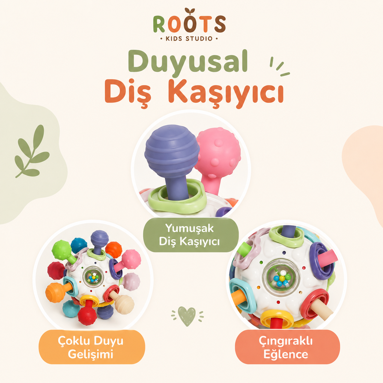 Çıngıraklı Top | Montessori Duyusal Diş Kaşıyıcı