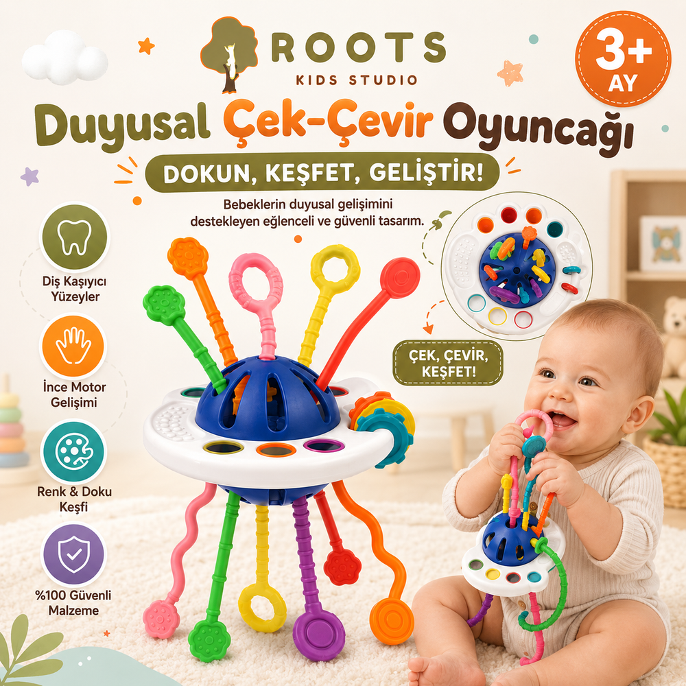 UFO Çek-Çevir Eğitici Duyusal Aktivite Oyuncağı | Montessori Seti